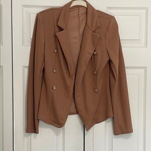 Women's Tan Double-Breasted Blazer